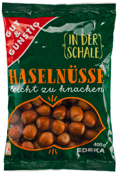GUT&GÜNSTIG Haselnüsse in der Schale 19mm+ USA Klasse I 400g Beutel