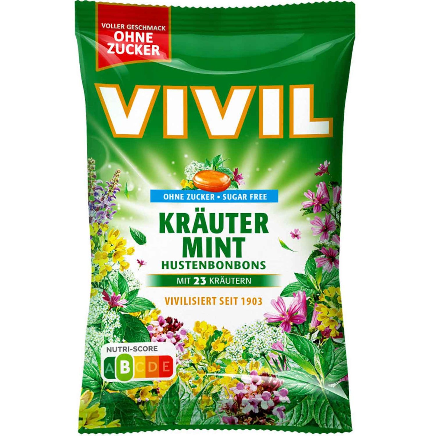 Vivil Hustenbonbons Kräuter Mint ohne Zucker 120g