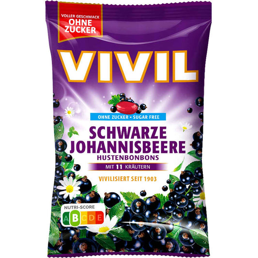 Vivil Hustenbonbons Schwarze Johannisbeere ohne Zucker 120g