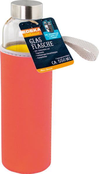 EDEKA zuhause Glasflasche gelb/koralle 550ml