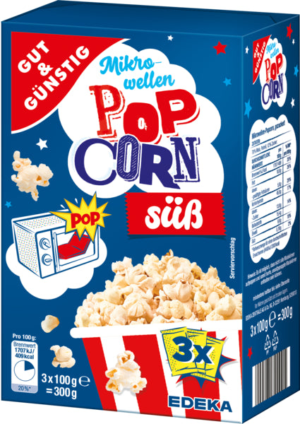 GUT&GÜNSTIG Microwave popcorn sweet flavour 3x100g