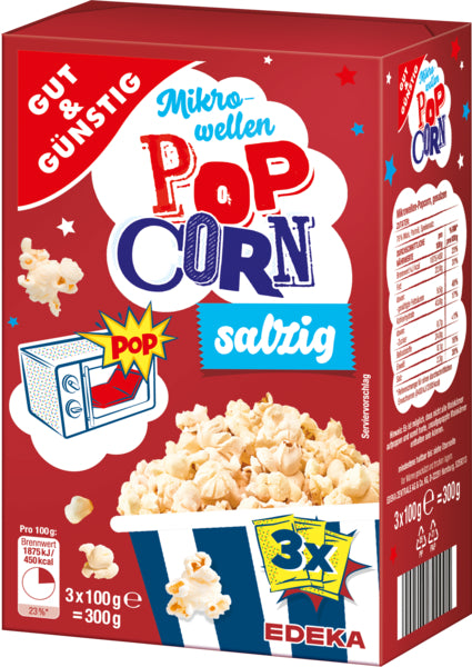 GUT&GÜNSTIG Microwave popcorn salted flavour 3x100g