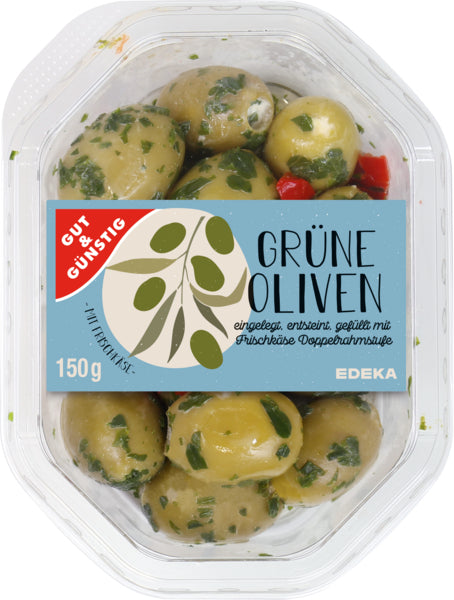 GUT&GÜNSTIG Grüne Oliven mit Frischkäse 150g