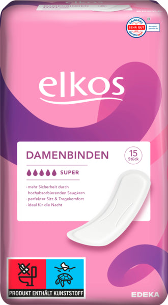 EDEKA elkos Damenbinden Super 15ST