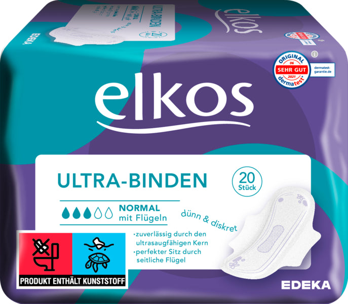 EDEKA elkos Women Ultra Binden Normal mit Flügel 20ST