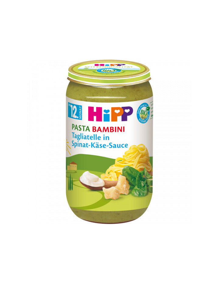 Bio Hipp Menü Pasta Bambini Tagliatelle in Spinat-Käse-Sauce ab 12.Monat 250g