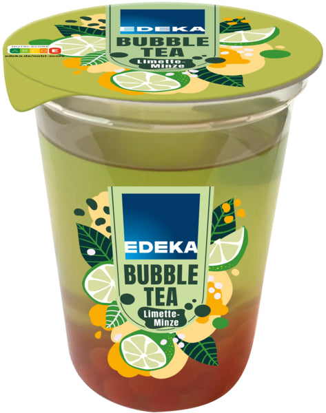 EDEKA Bubble Tea Limette Minze mit Erdbeere gekühlt 450ml DPG