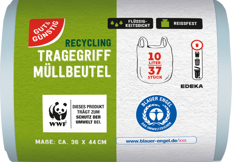 GUT&GÜNSTIG Müllbeutel recycling mit Griff 10l 37ST