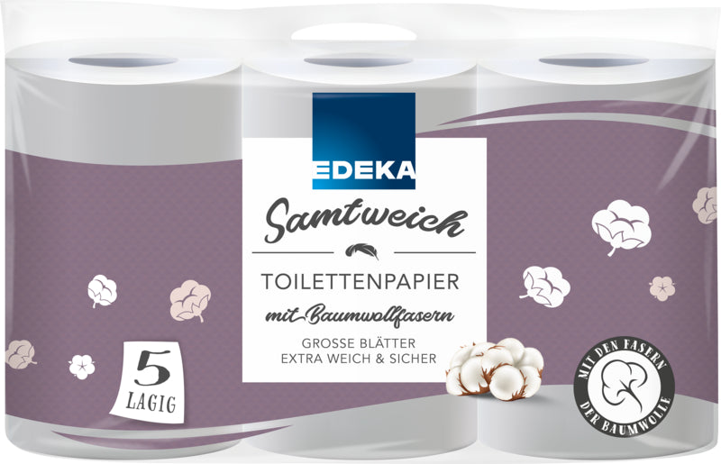 EDEKA Toilettenpapier samtweich mit Cotton 5lagig 6x130Bl.