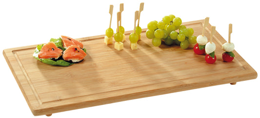 Kesper Schneide- und Abdeckplatte mit Saftrille und 4 Elastikfüßen FSC-Bambus 50x28x4cm