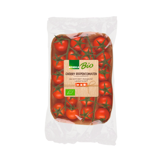 Bio EDEKA Cherry Rispentomaten Spanien Klasse II 350g Kartonschale in Folie