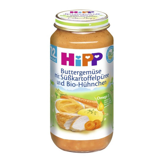 Bio Hipp Menü Buttergemüse mit Süsskartoffeln Hühnchen ab 12.Monat 250g