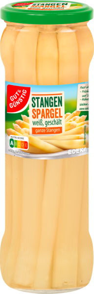 GUT&GÜNSTIG Stangenspargel weiß, geschält, ganze Stangen 330g