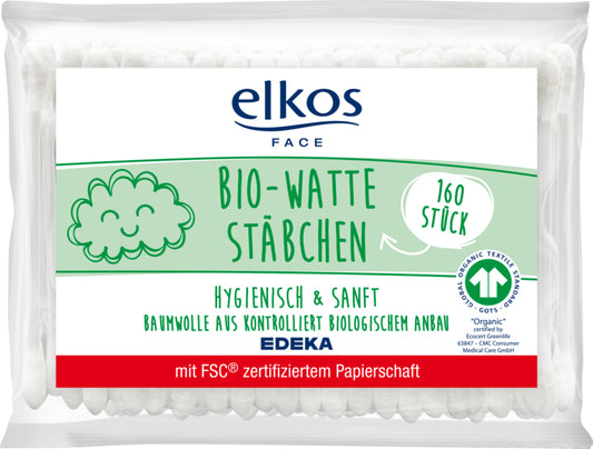 EDEKA elkos Bio-Wattestäbchen Nachfüllpack 160ST