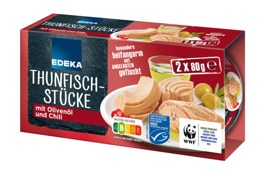 MSC EDEKA Thunfischstücke in Olivenöl mit Chili 2x80g