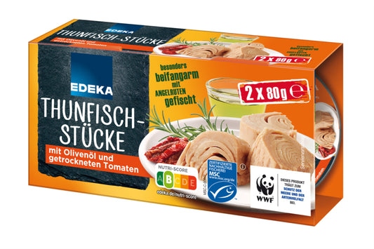 MSC EDEKA Thunfischstücke in Olivenöl mit getrockneten Tomaten 2x80g