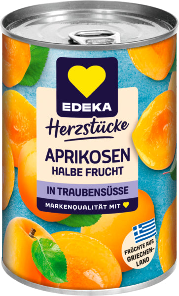 EDEKA Herzstücke Aprikosen halbe Frucht geschält ohne Zucker vollfruchtig 410g