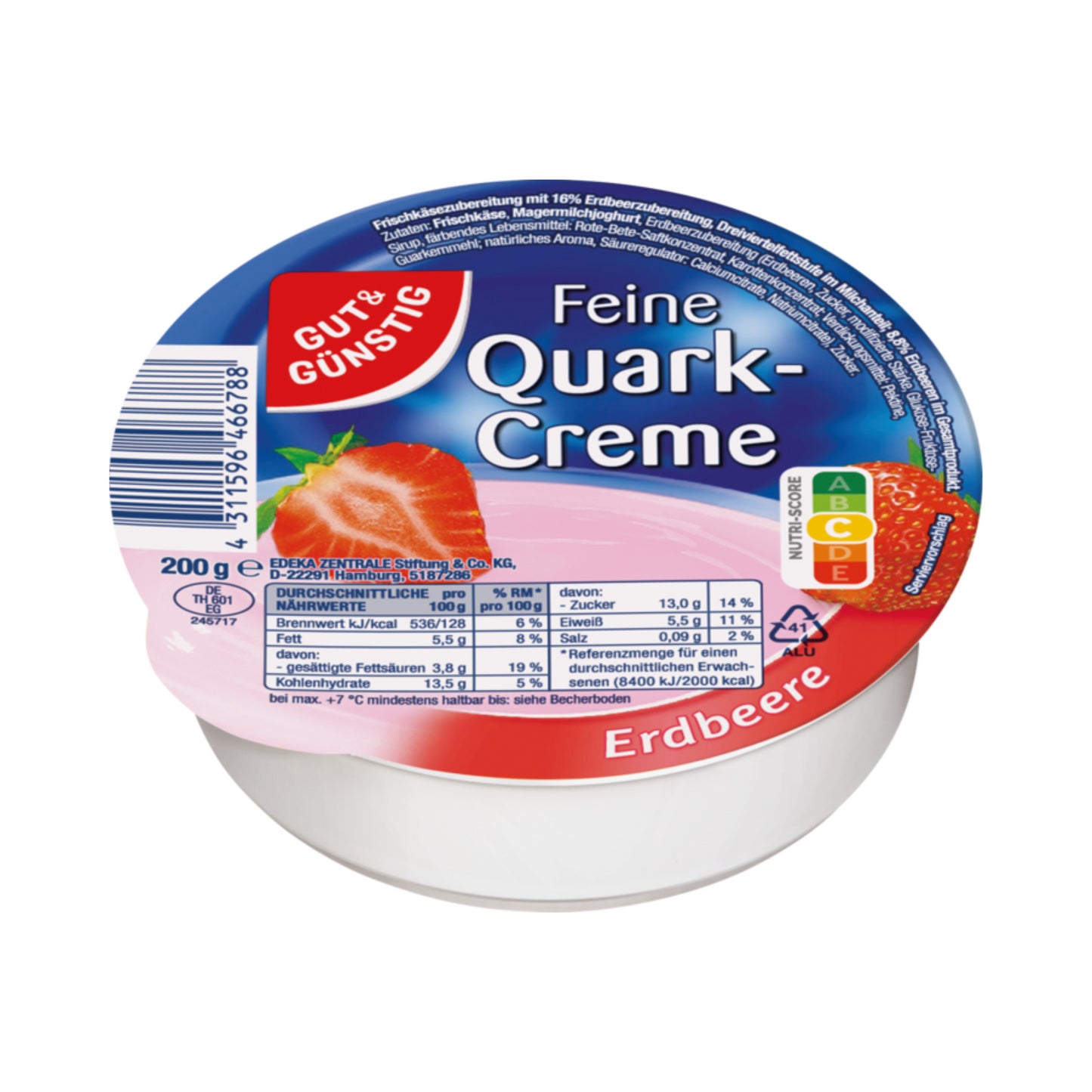 GUT&GÜNSTIG Feine Quarkcreme Erdbeer 200g