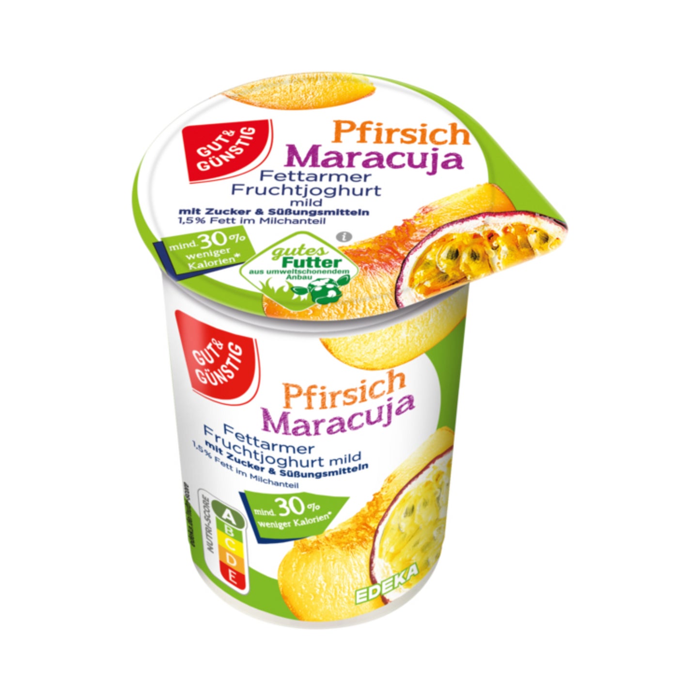 GUT&GÜNSTIG fettarmer Joghurt 1,5% Pfirsich/Maracuja 250g