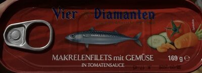Vier Diamanten Makrelen mit Gemüse in Tomatensauce 169g