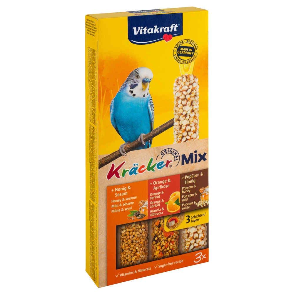 Vitakraft Kräcker Combi Honig/Orange/PopCorn für Sittiche 3ST 80g