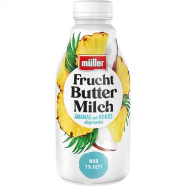 Müller Fruchtbuttermilch Ananas mit Kokos abgerundet 500g DPG