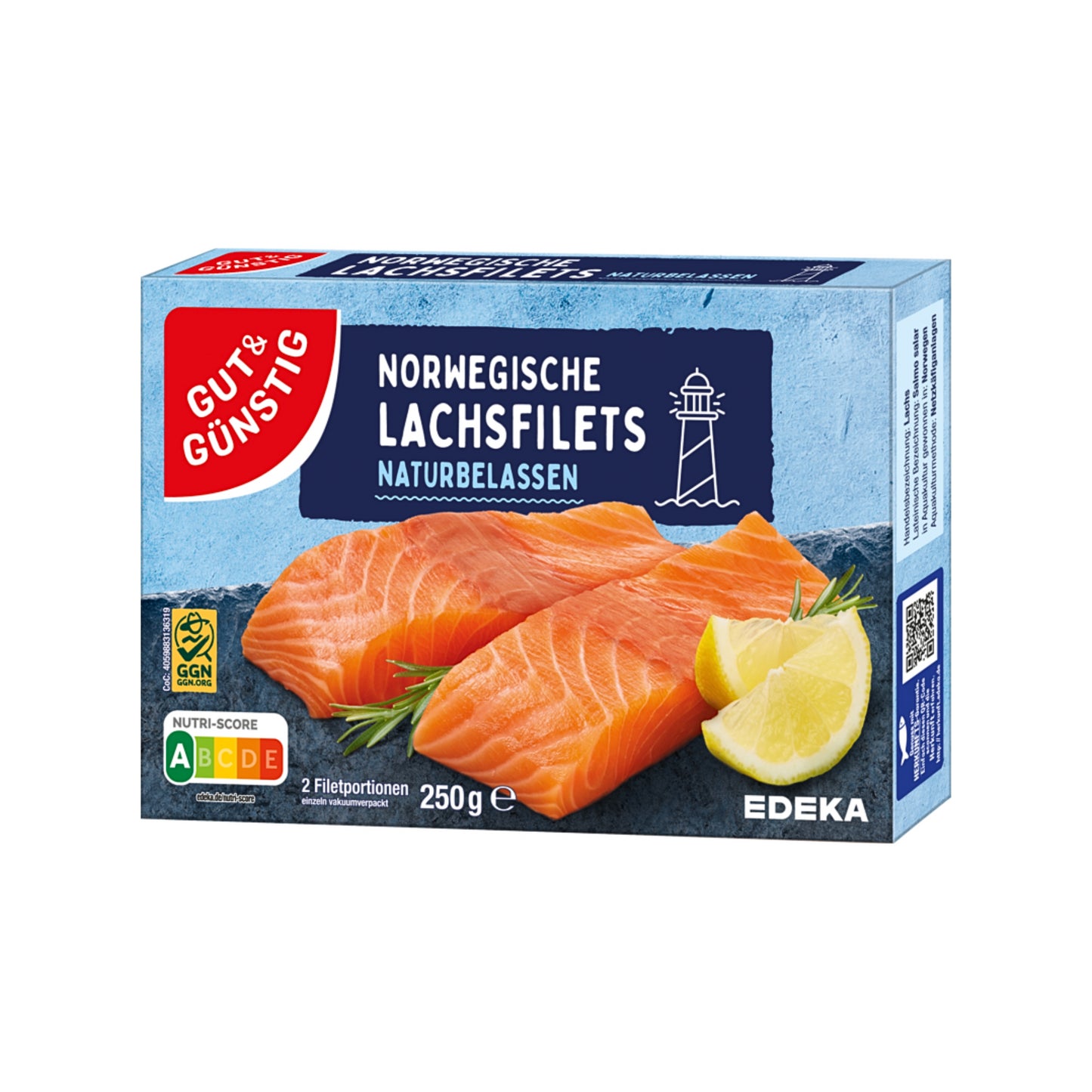 GUT&GÜNSTIG Lachsfiletportionen ohne Haut tiefgefroren praktisch grätenfrei 2x125g