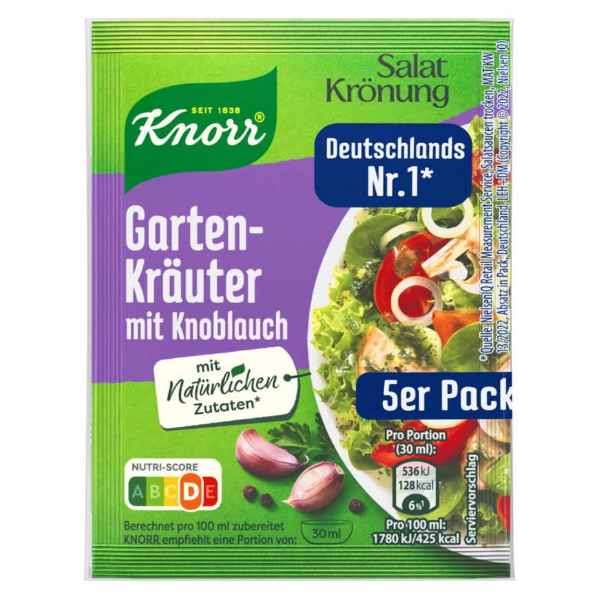 Knorr Salatkrönung trocken Gartenkräuter Knoblauch für 450ml 40g