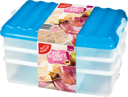 GUT&GÜNSTIG Aufschnittbox blau 3-teilig