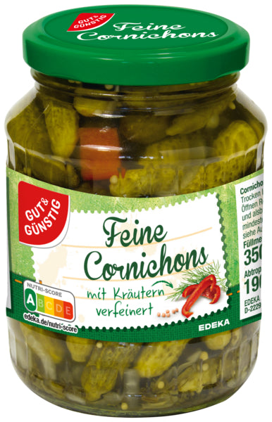 GUT&GÜNSTIG Cornichons mit Kräutern 350g