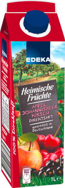 EDEKA Herzstücke Heimische Früchte Apfel Kirsch Schwarze Johannisbeere Direktsaft 1l