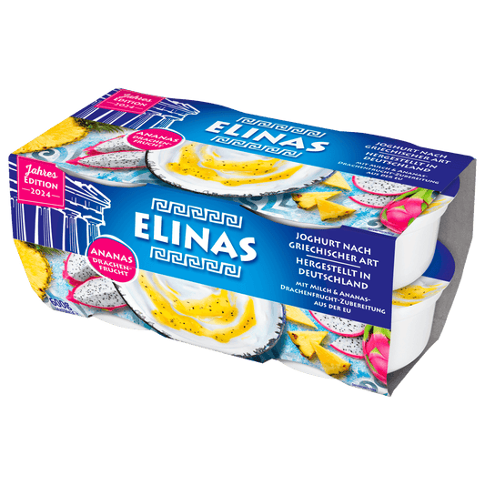 Elinas Joghurt nach griechischer Art Ananas Drachenfrucht 9,4% 4x150g