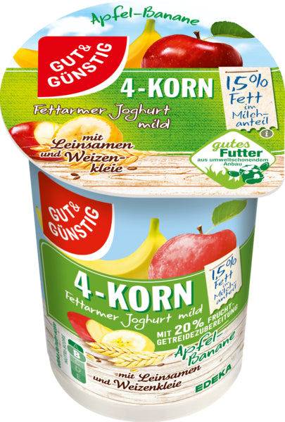 GUT&GÜNSTIG 4-Korn Fruchtjoghurt Apfel-Banane 1,5% 250g