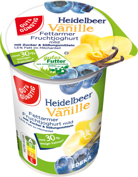 GUT&GÜNSTIG Fruchtjoghurt 1,5% Heidelbeer Vanille 250g