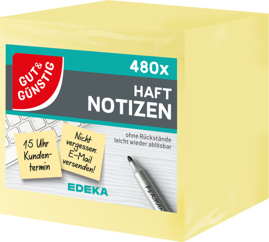 GUT&GÜNSTIG Haftnotizen 75x75mm 480BL