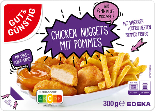 GUT&GÜNSTIG Chicken Nuggets mit Pommes und Dip 300g