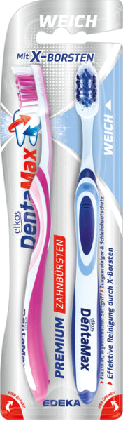 EDEKA elkos DentaMax Premium Zahnbürste weich 2ST