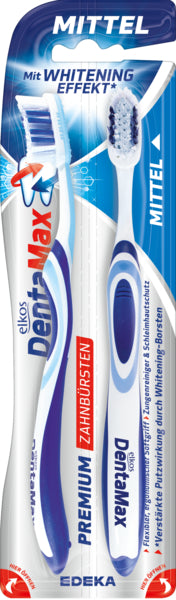 EDEKA elkos DentaMax Premium Zahnbürste mittel Whitening 2ST