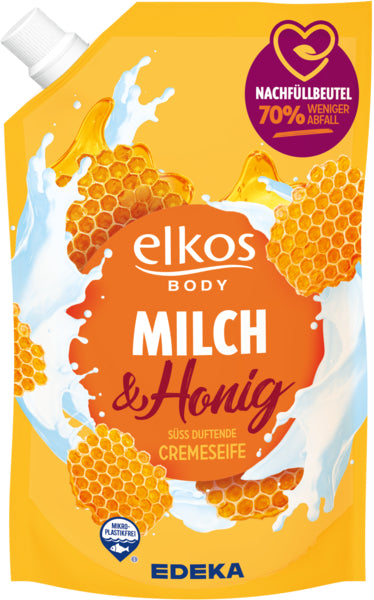 EDEKA elkos Milch&Honig Cremeseife Nachfüllbeutel 750ml