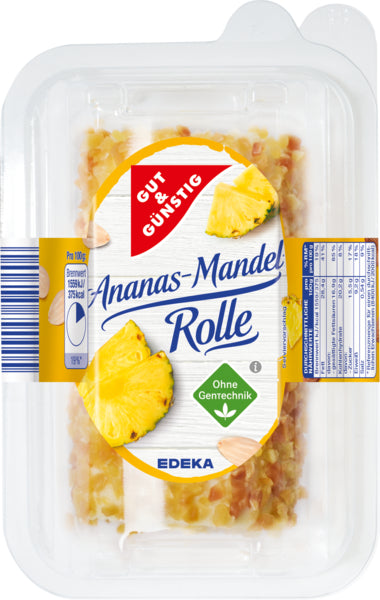 GUT&GÜNSTIG Ananas Mandel Frischkäse Rolle Doppelrahmstufe 100g VLOG