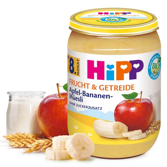 Bio Hipp Apfel-Bananen-Müesli ohne Zuckerzusatz ab 8.Monat 190g