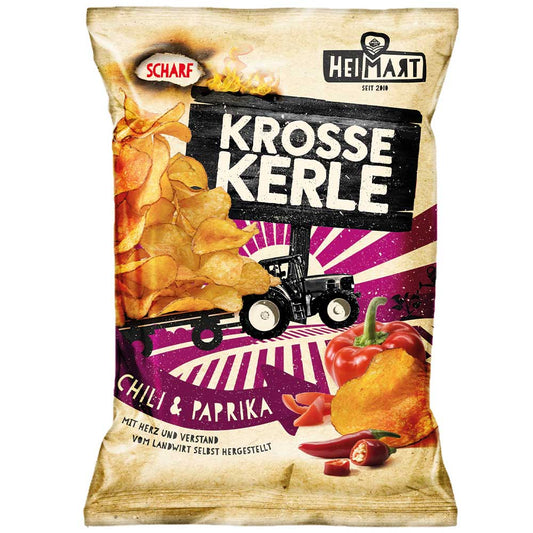 Heimart Krosse Kerle Kartoffelchips mit Schale geröstet mit Chili&Paprika 115g