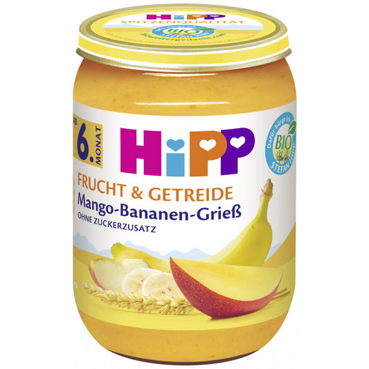 Bio Hipp Mango-Bananen-Grieß ohne Zuckerzusatz ab 6.Monat 190g