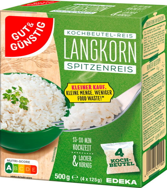 GUT&GÜNSTIG Langkorn-Spitzenreis Kochbeutel 500g