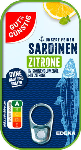 GUT&GÜNSTIG Sardinen in Öl mit Zitrone 125g