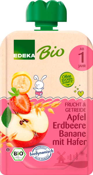 Demeter EDEKA Apfel Erdbeere Banane mit Hafer ab 1.Jahr 100g