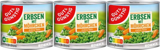 GUT&GÜNSTIG Junge Erbsen mit Möhrchen extra fein 3x200g