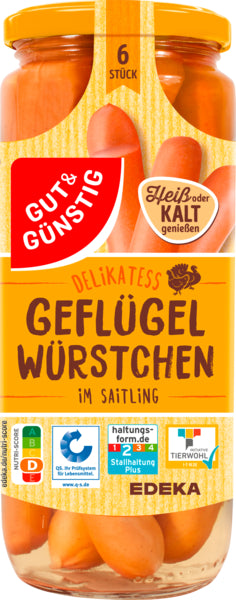 GUT&GÜNSTIG Geflügelfleischwürstchen im Saitling 530g QS