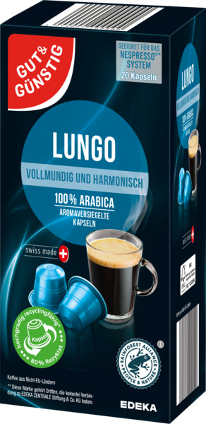 GUT&GÜNSTIG Kaffeekapseln Lungo 20ST 104g