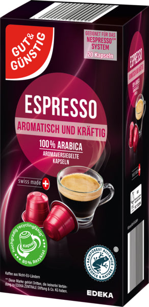 GUT&GÜNSTIG Kaffeekapseln Espresso 20ST 104g